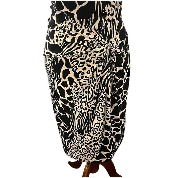 CACHE | black & white animal print dress M - Picture 5 of 8